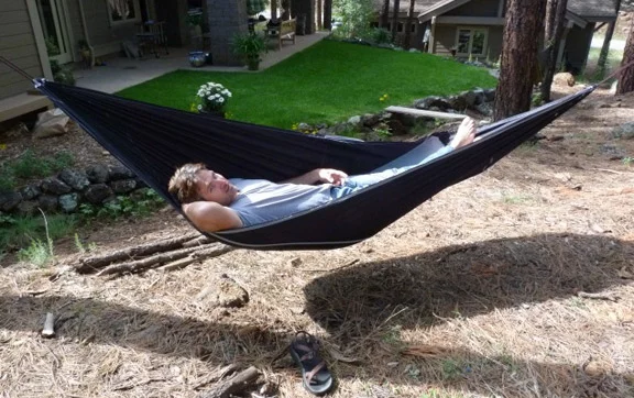 Hammock Bliss Sky Bed creates a flatter surface for sleeping