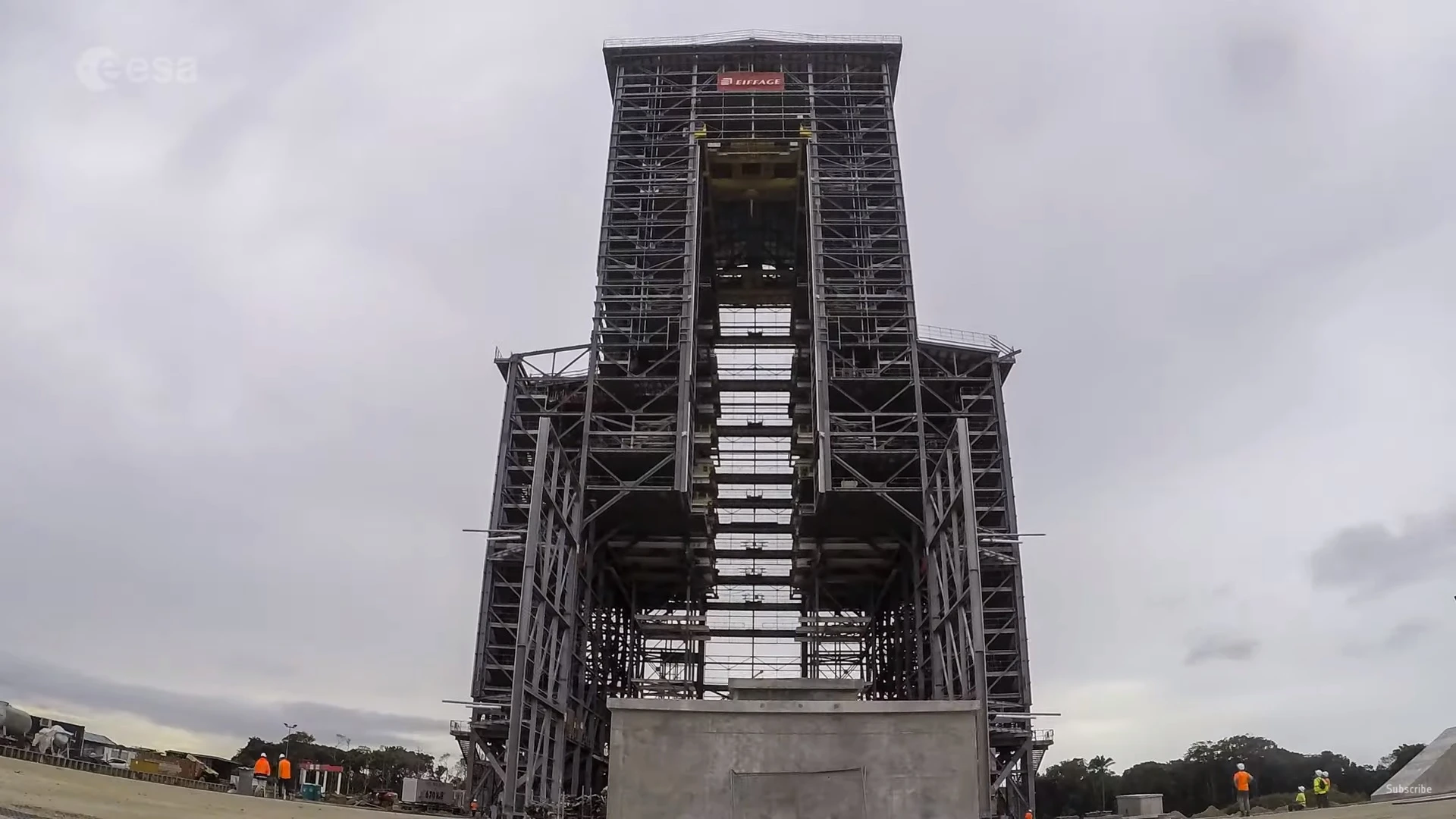 ESA's mobile gantry seen during its first rollout test