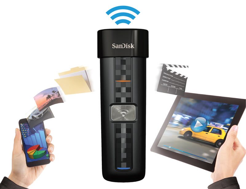 The Connect Wireless Flash Drive has built-in 802.11b/g/n Wi-Fi technology with a range of up to 150 ft