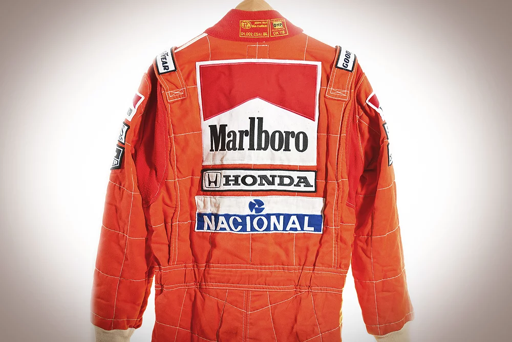 Now we're not quite sure if this is the same race suit that sold in Monaco in 2014, and it certainly appears to be different from the images, but it sold for £35,650 (US$56,593) on the same day as the helmet, at Silverstone Auctions' Race Retro Sale in February 2012