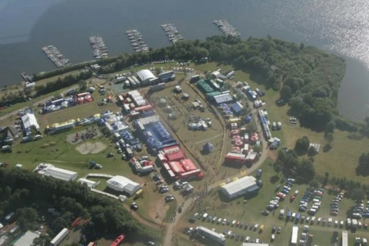 An aerial view of the paddock