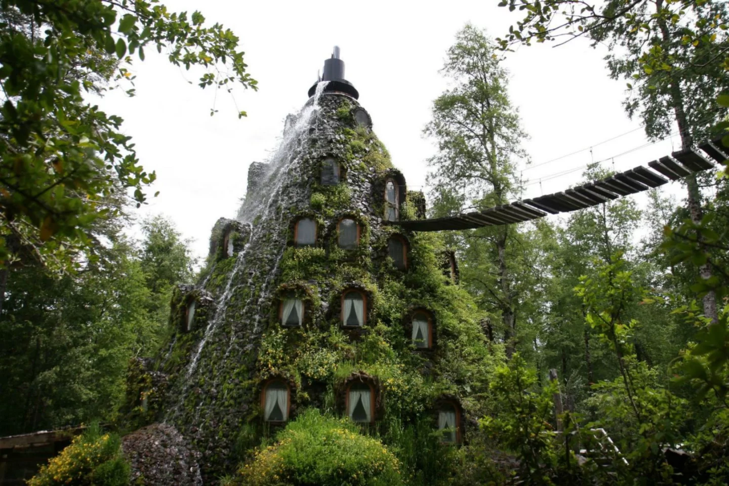 Hidden deep in the forest paradise of northern Patagonia, Huilo Huilo is a remarkable hotel inside a man-made volcano