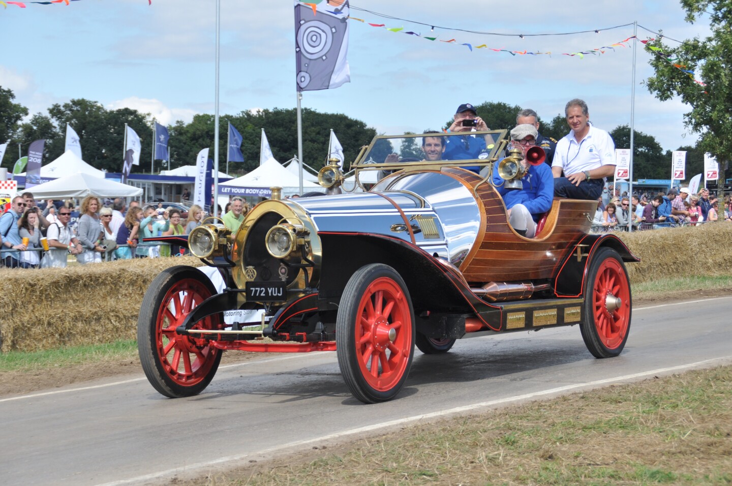 The star of the movie by the same name, Chitty Chitty Bang Bang sold for US$805,000 in May, 2011 at a Profiles in History sale. This car was resold to UK motoring enthusiast and media personality Chris Evans. That's Evans driving with former F1-drivers Mark Webber, Jody Scheckter and Pink Floyd drummer Nick Mason, entertaining the crowd at one of Evans' CarFest events which raise funds for the BBC Children in Need appeal.