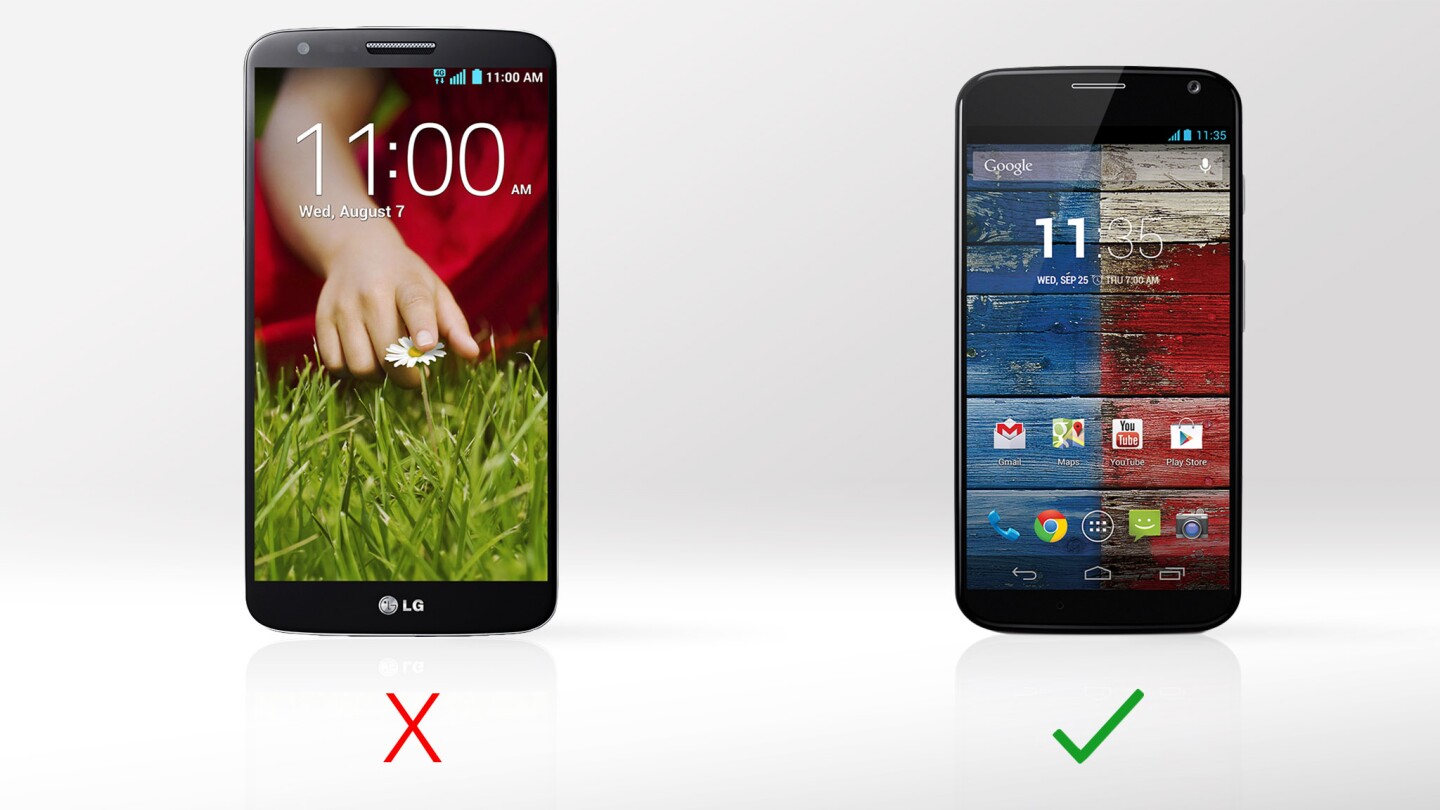 Only the Moto X offers its hands-free voice control, dubbed Touchless Controls
