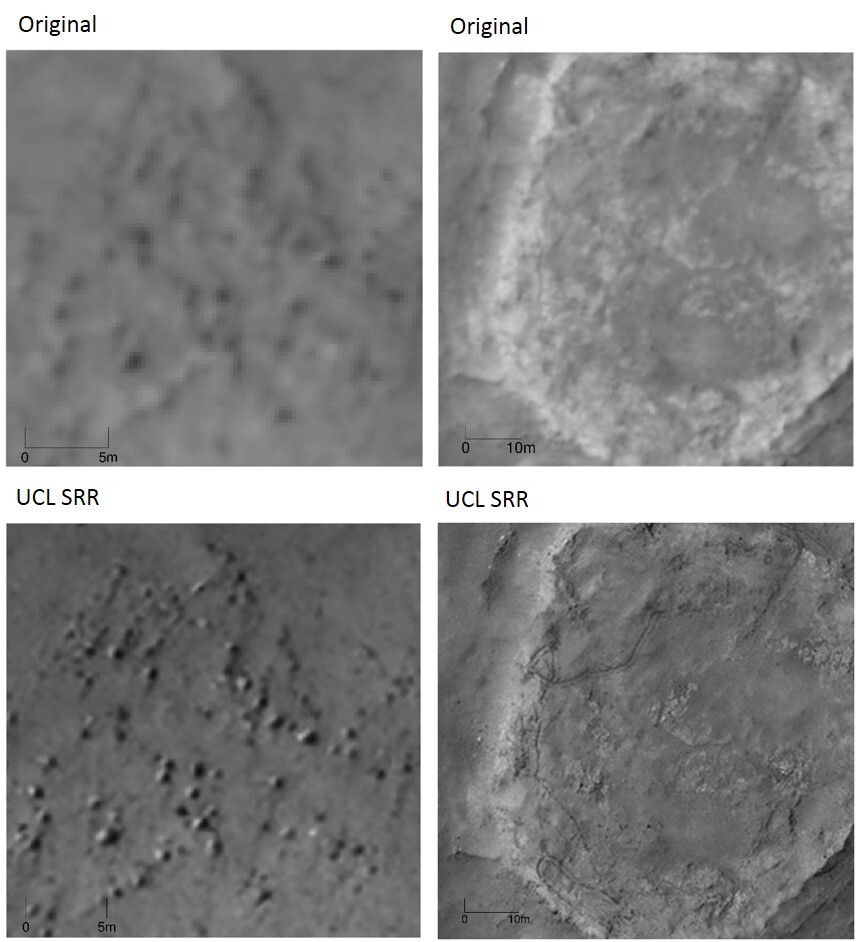 MER-A rover tracks comparing original and SRR