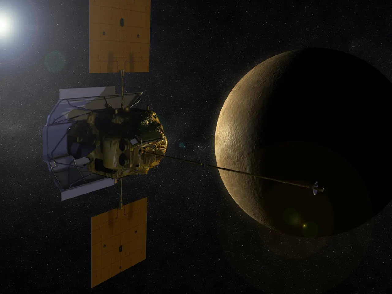 Artist's impression of MESSENGER in orbit around Mercury