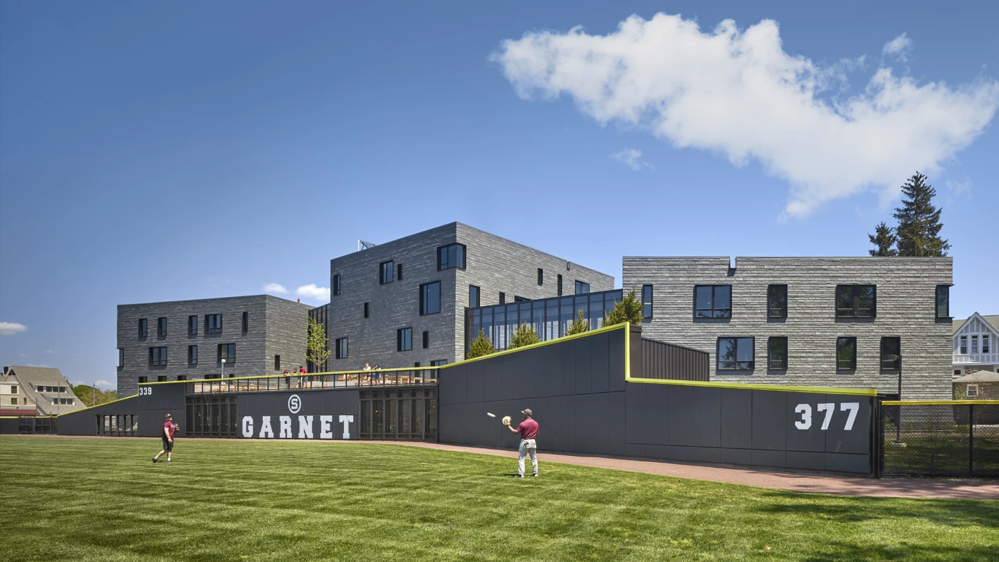 PPR Residence Hall was designed to complement the site's existing architecture and also includes solar panels and rainwater management systems