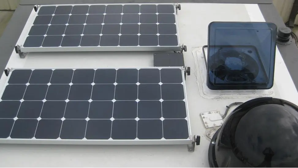 The 200-watt solar system keeps the batteries charged