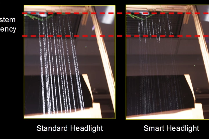 A lab test illustrating how the new system can make raindrops "disappear"