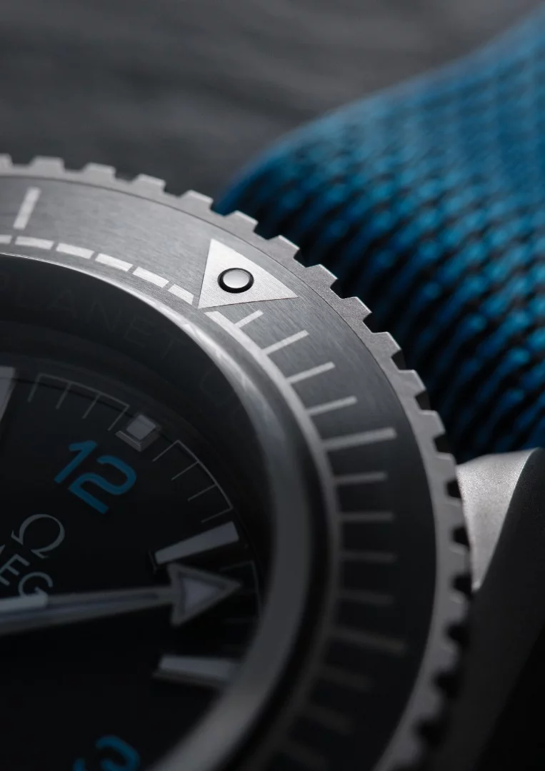 The Omega Seamaster Planet Ocean Ultra Deep Professional titanium bezel