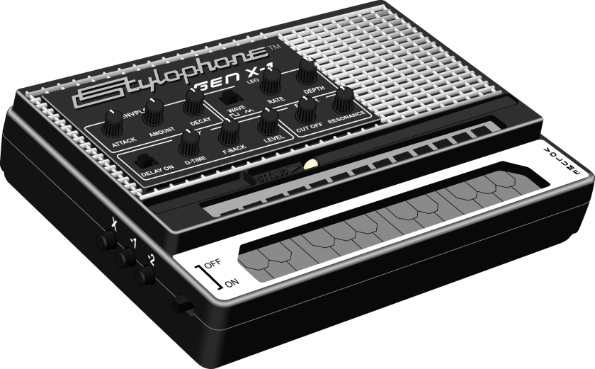 The Stylophone Gen X-1 has an LFO, an envelope filter, low pass filter and delay, as well as an all new touch sensitive sound strip