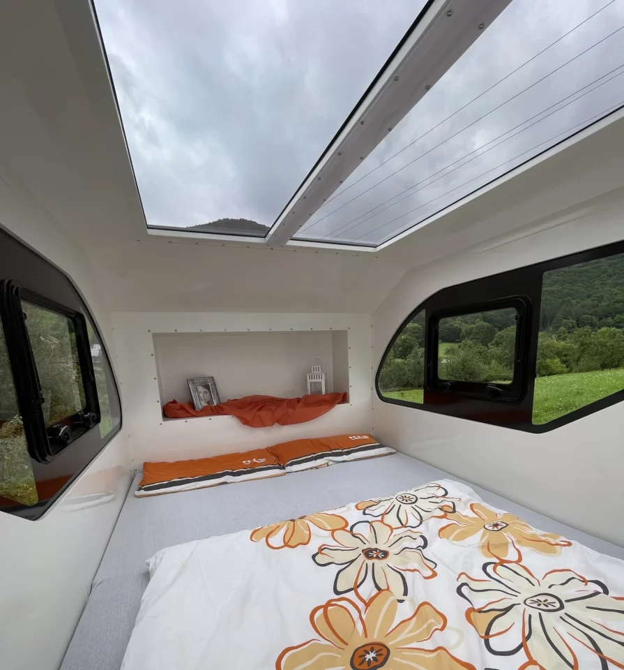 Inside the dedicated slide-out bedroom