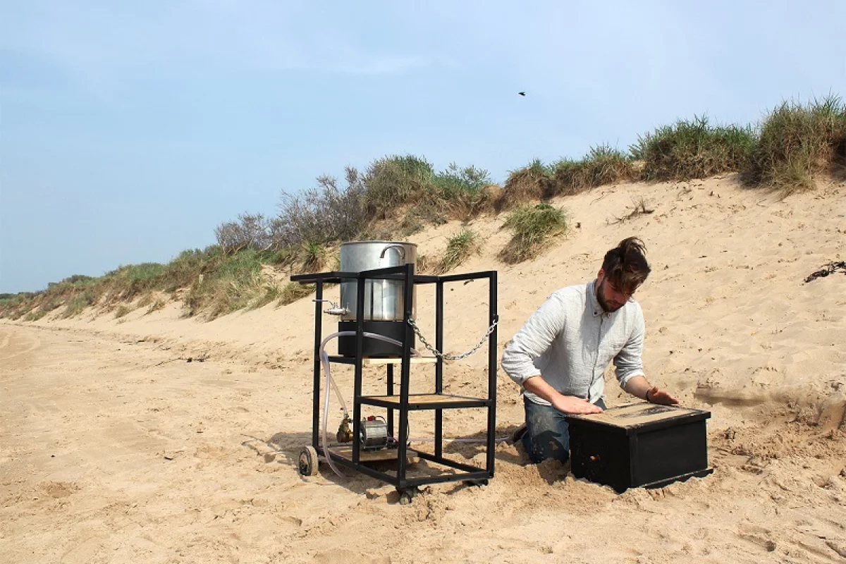 Designer Peter Trimble has built a machine that creates biostone furniture