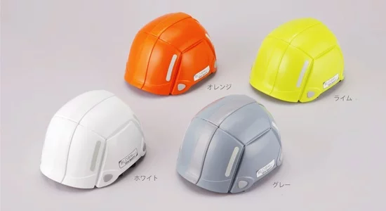 The Bloom helmet from Toyo Safety looks like any other safety helmet, but folds down for storage and portability