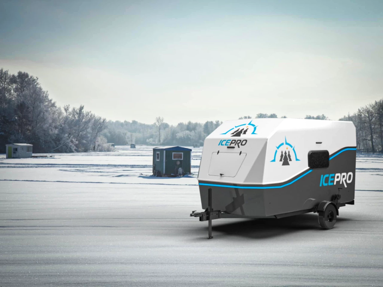 IcePro uses fiberglass construction and a camper-like shape to stand out from the typical ice fishing house