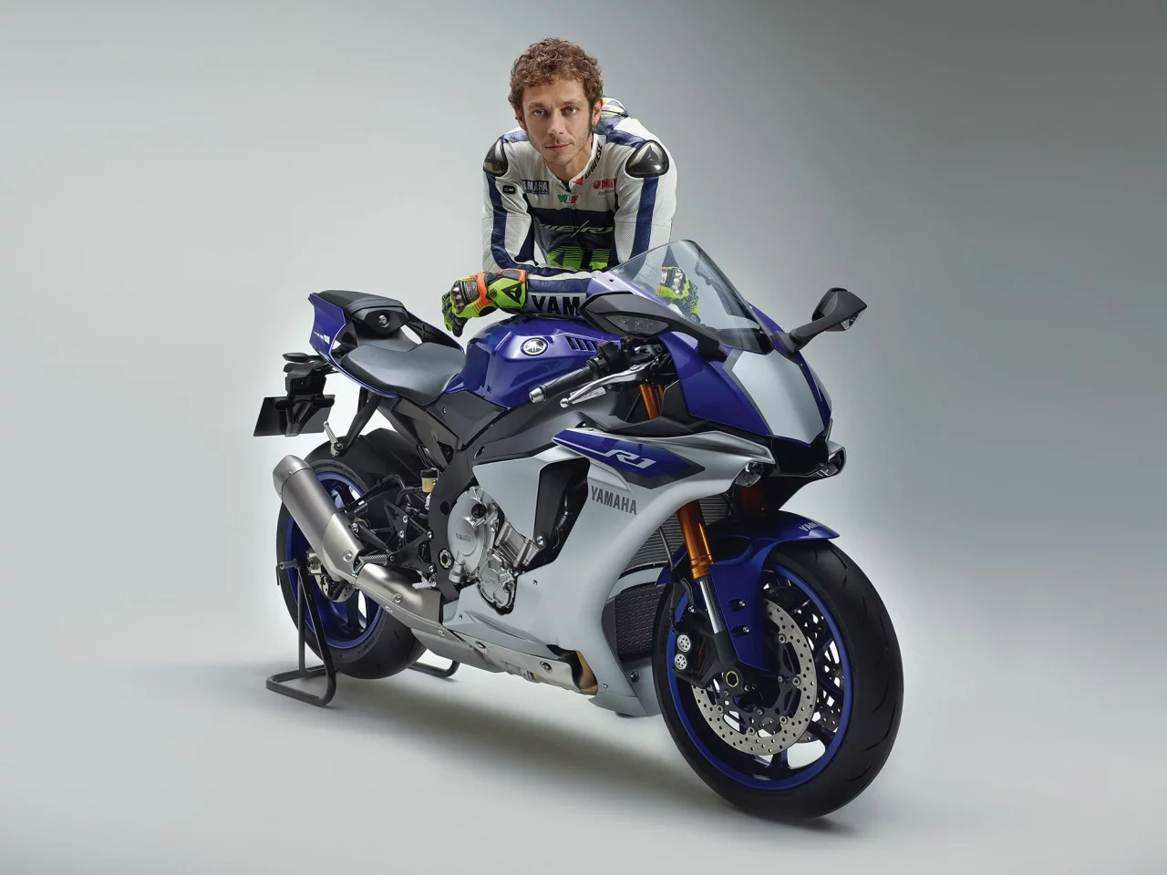 Valentino Rossi with the 2015 Yamaha R1