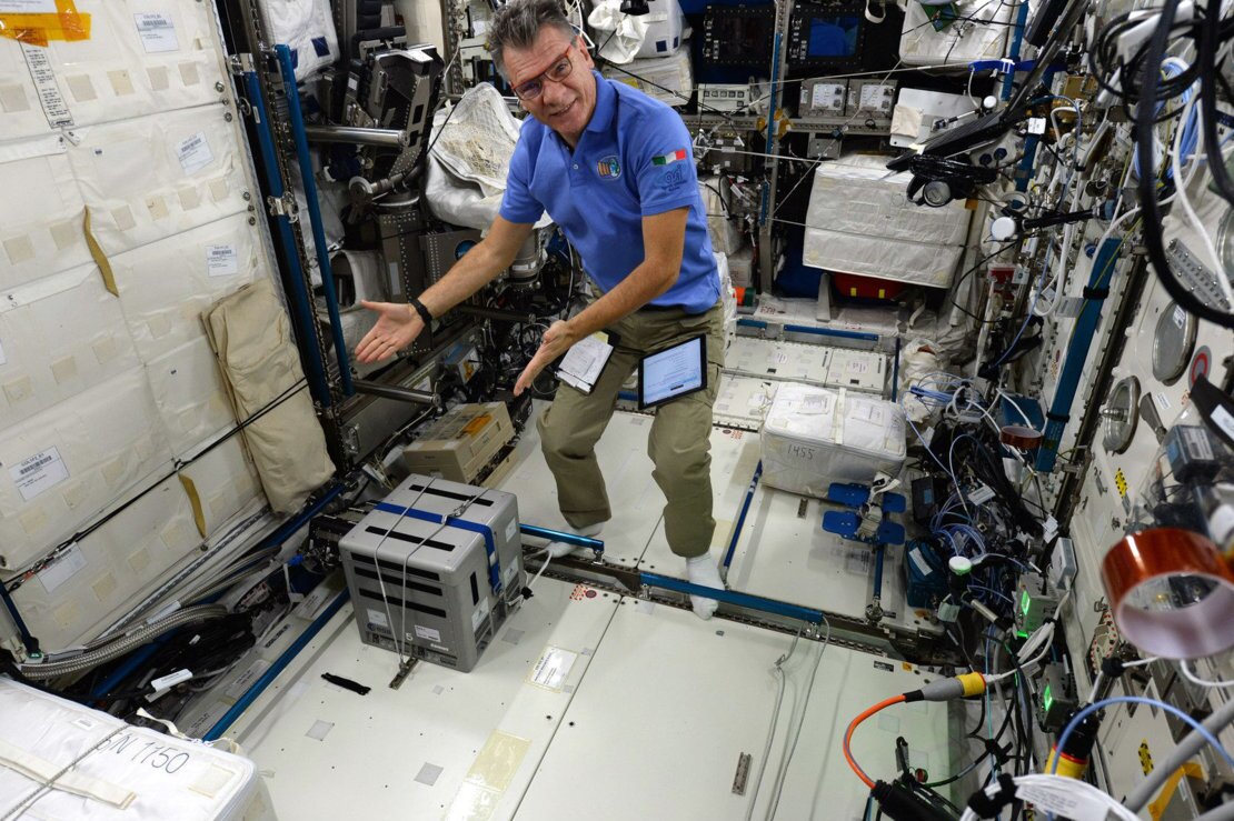 ESA astronaut Paolo Nespoli pictured working in the Columbus Laboratory in 2017