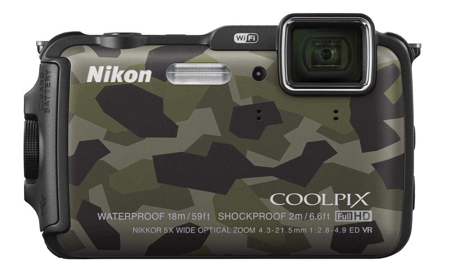 The Nikon Coolpix A120 is waterproof to 18 m (59 ft), shockproof to 2 m (6.6 ft) and freeze-proof to -10°C (14°F)