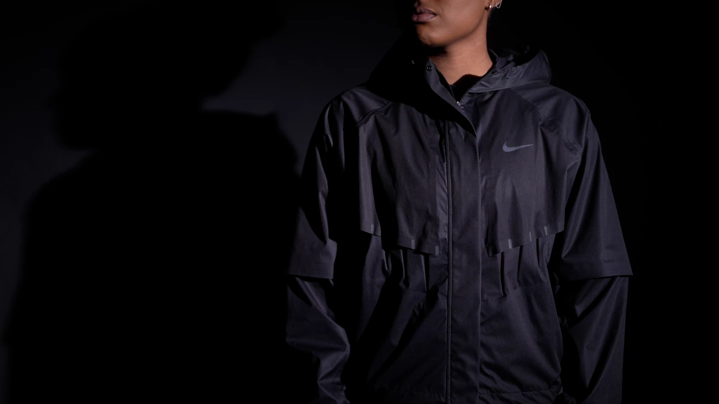 Nike's routed the vents across the front and back of the Aerogami jackets based on the individual data recorded for men and women runners
