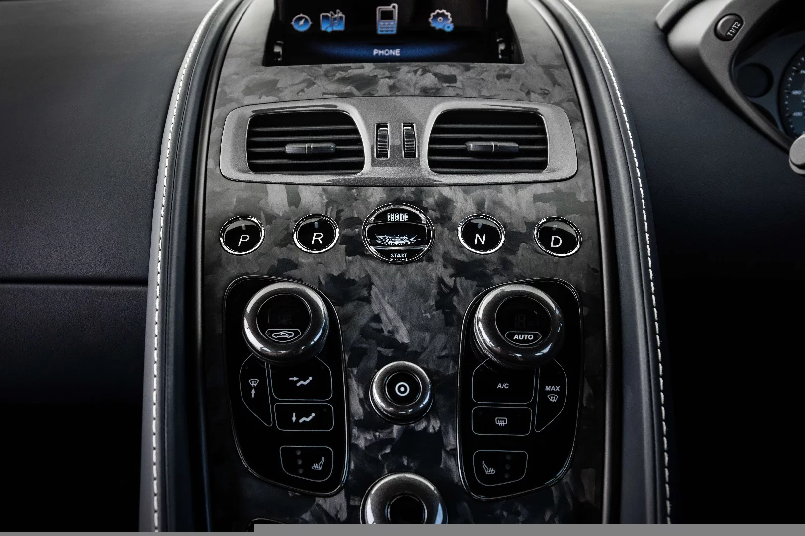 A new, carbon fiber trim is available in the Vanquish S