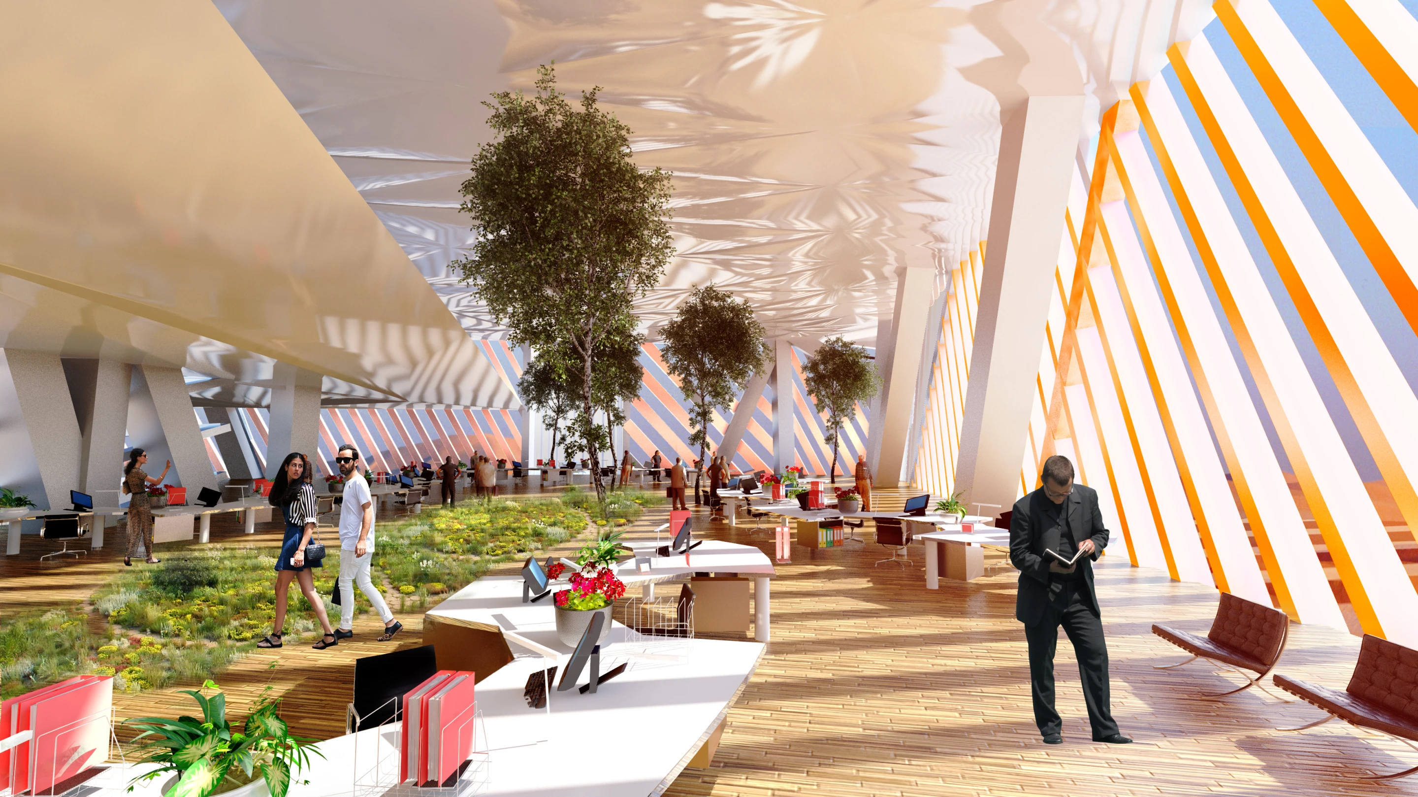 Interior temperature would be partly managed using natural ventilation (Image: Manal Rachidi Oxo Architects and Nicolas Laisné Associes)