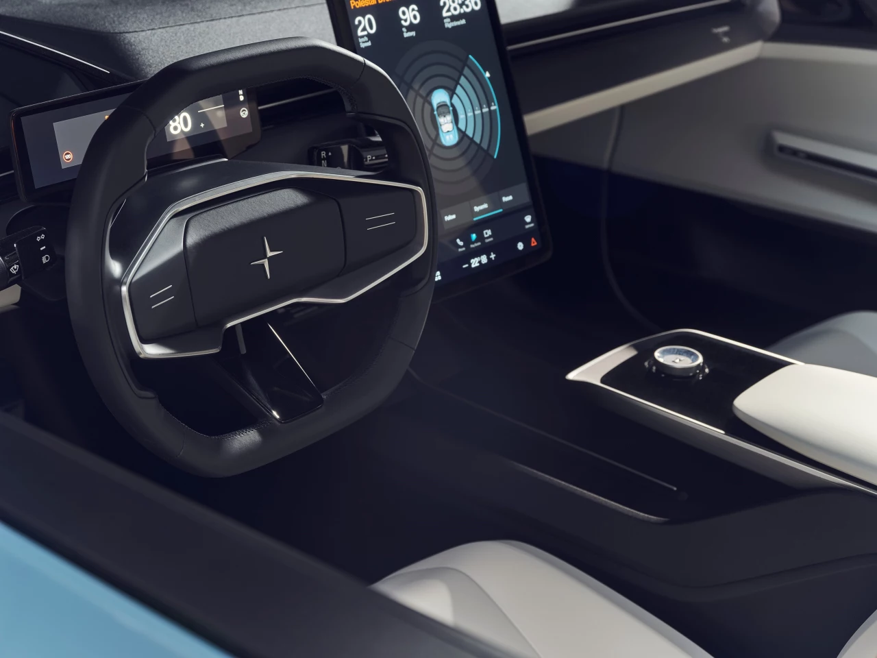 At the wheel of the Polestar O2 concept