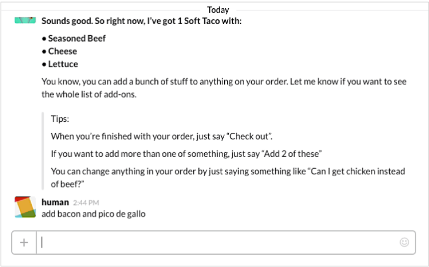 TacoBot boasts artificial intelligence