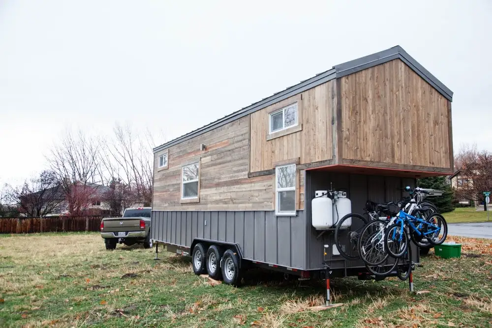 The Brown Bear's kids loft overhangs at the rear, with space underneath used to stow away propane gas bottles and the family bikes