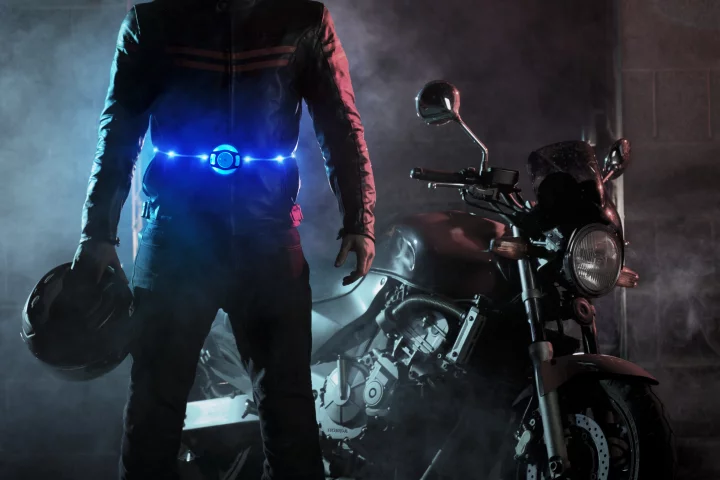 The Glowbelt is a retractable, one-size-fits-all belt covered in 13 micro LEDs to make its wearers more visible at night (Photo: BMC Innovations)
