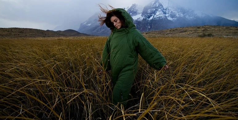 The Selk'Bag (or Musuc'Bag) is a sleeping bag with arms, legs and a hood, which can be both slept in and worn as outerwear (Photo: Selk'Bag)