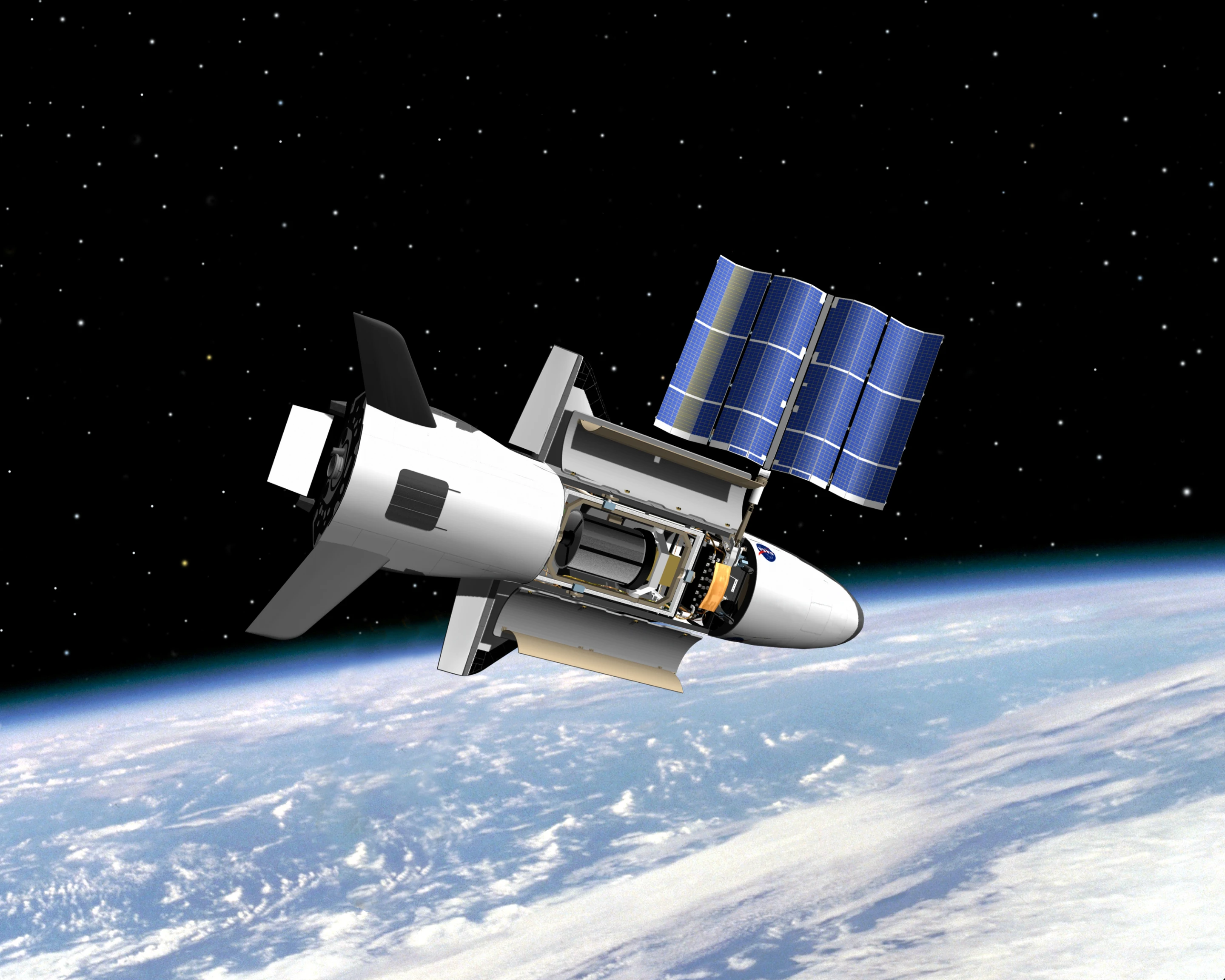 Artist's concept of the X-37B in orbit (Image: (Boeing Phantom Works)