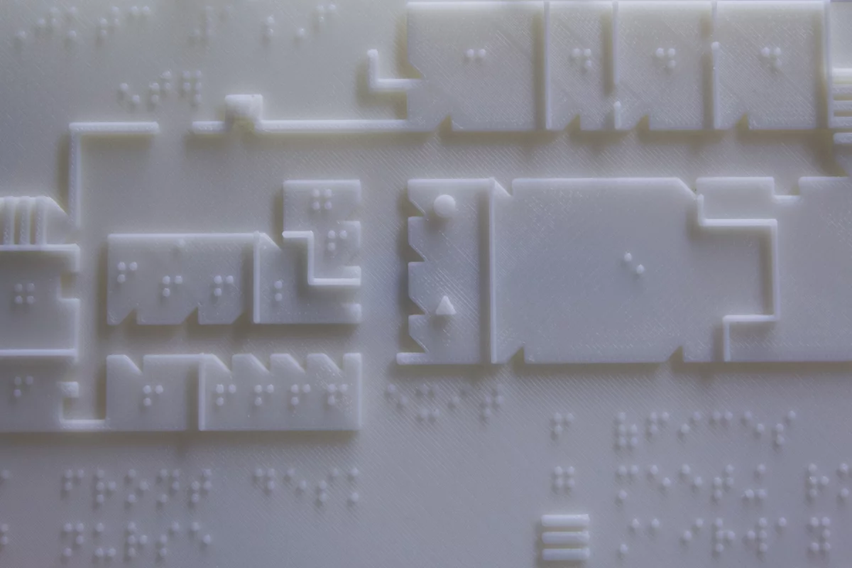 The 3D-printed braille maps provide students with the layout of each of the training center's three floors