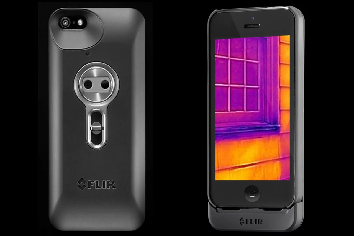 The FLIR ONE is a slide-on attachment that gives iPhones thermal imaging capabilities