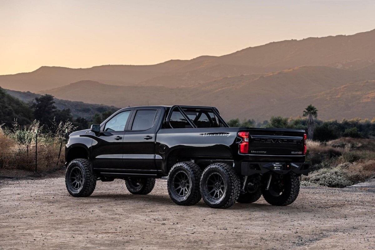 Rear/left-side view of the $375,000 Hennessey Goliath 6x6