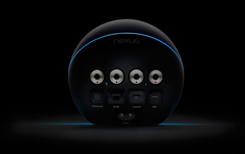 Rear connection ports on the Nexus Q