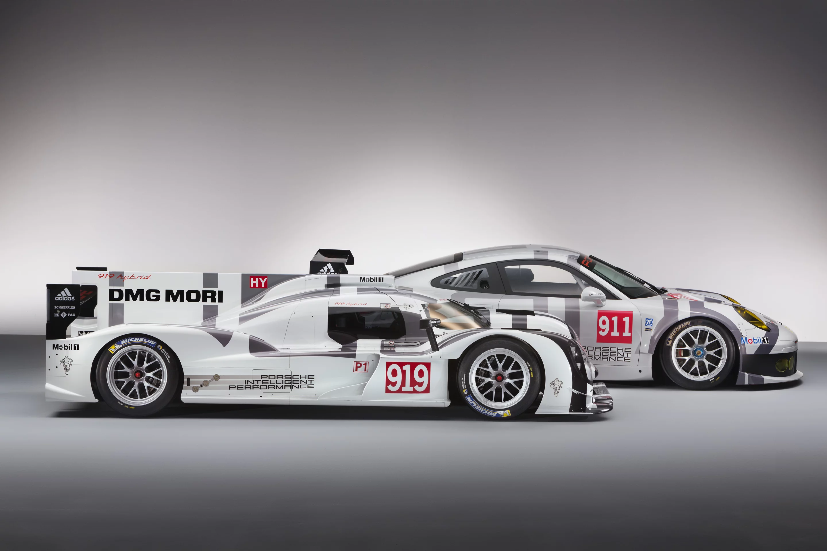 The Porsche 919 Hybrid and 911 RSR