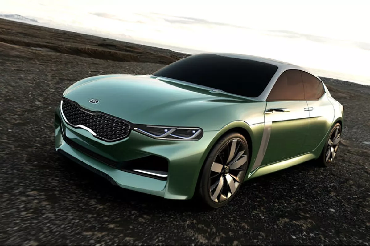 The Kia Novo concept is a 1.6 l (0.35 gal) fastback coupé