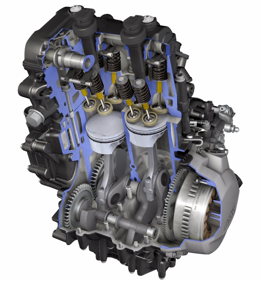 The new 853cc parallel twin with a 270 degree firing order fitted to the new F 750GS and F 850GS