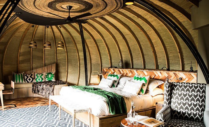 Bisate Lodge in the Volcanoes National Park, Rwanda earned a Special prize for an Interior Hotels at the 2018 Prix Versailles World Architecture Awards