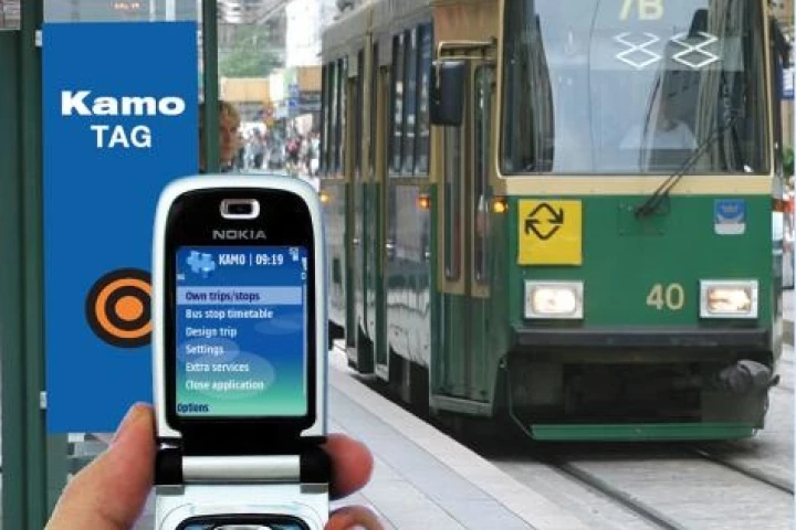 VTT's KAMO system communicates public transport information to your mobile phone.