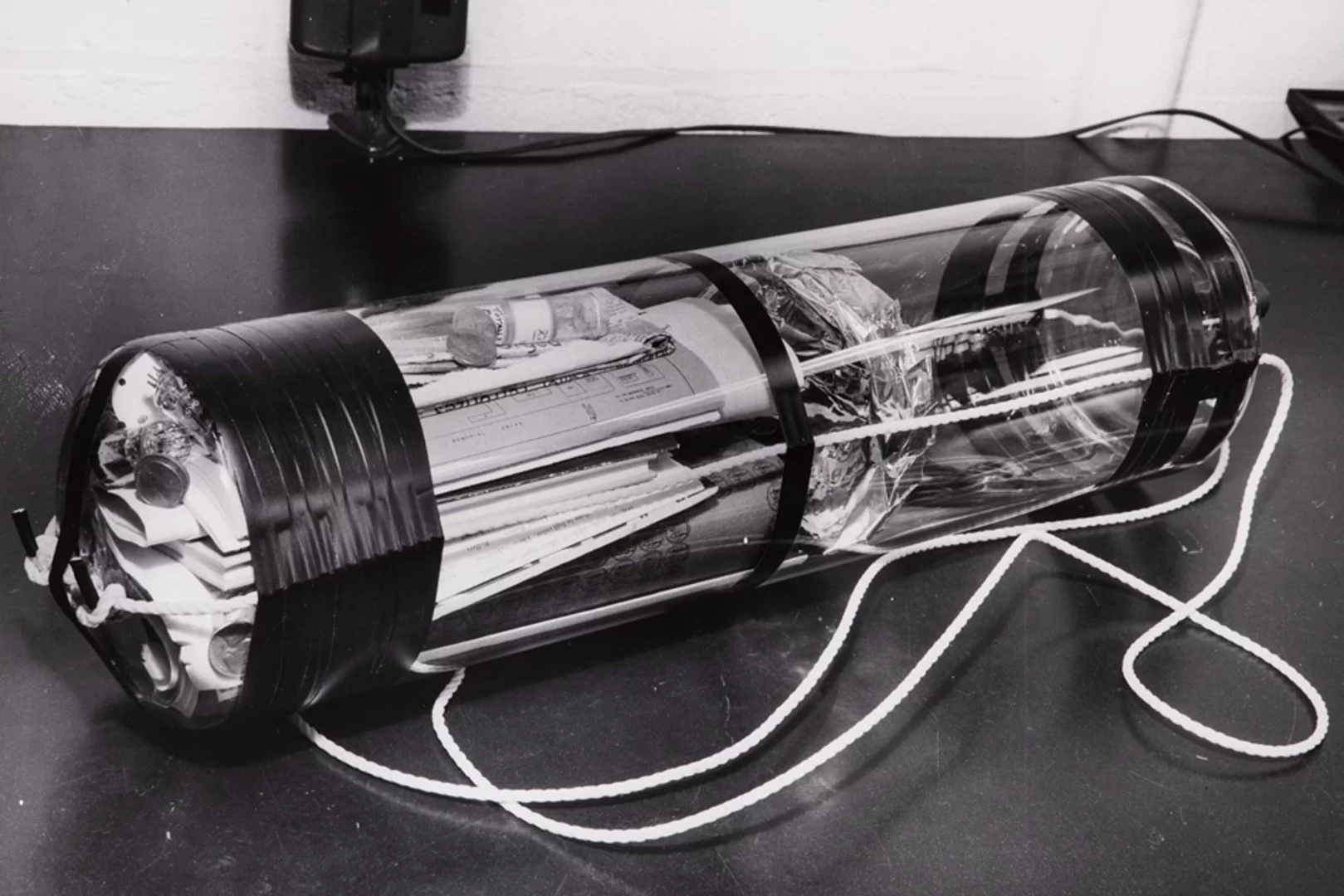 The time capsule was a specially designed glass cylinder
