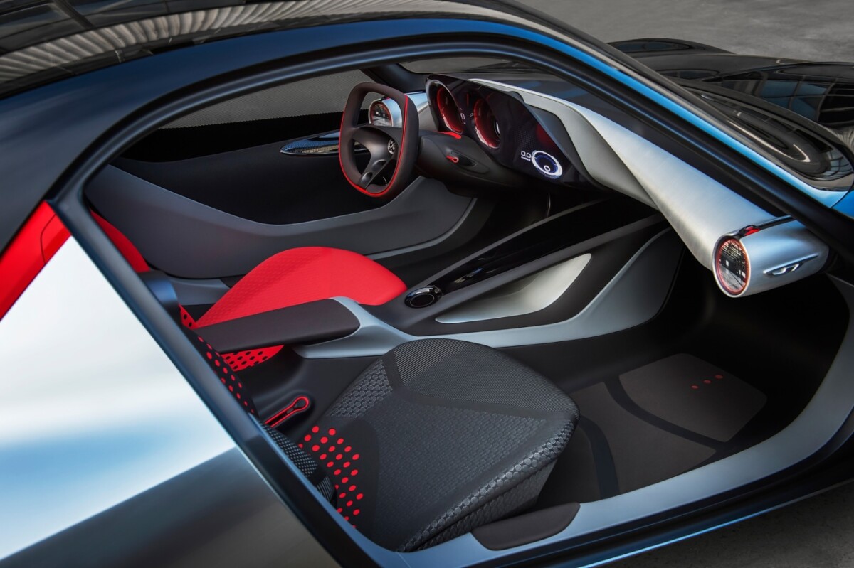 The windshield of the GT Concept flows back into a glass roof
