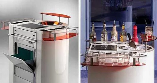 The Metalco Outdoor Cocktail Bar is a portable cocktail trolley equipped equipped with an ice maker to keep your drinks nice and cold