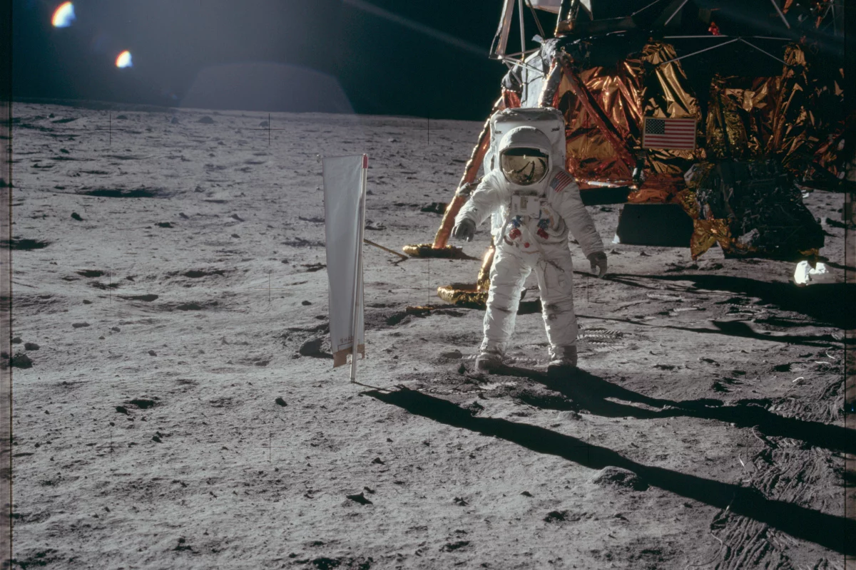Buzz Aldrin pictured on the surface of the Moon