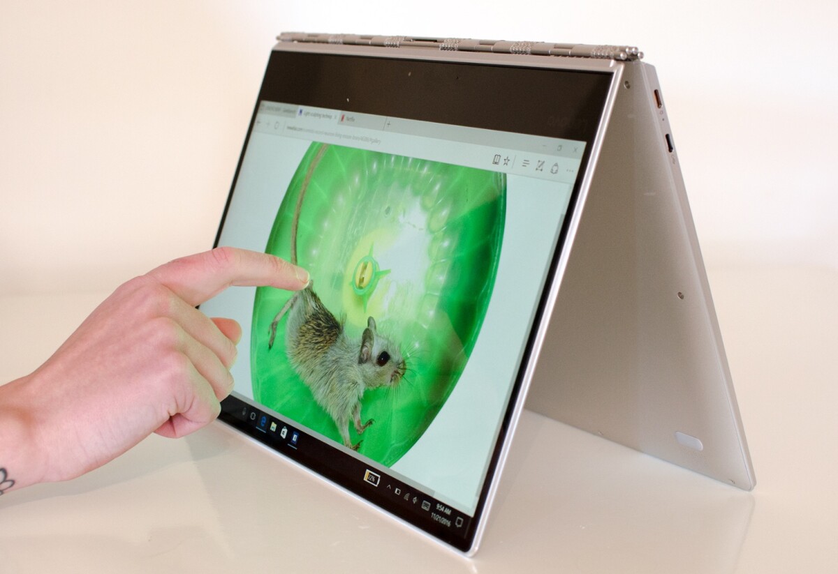Lenovo Yoga 910's table tent position is great for viewing images or video
