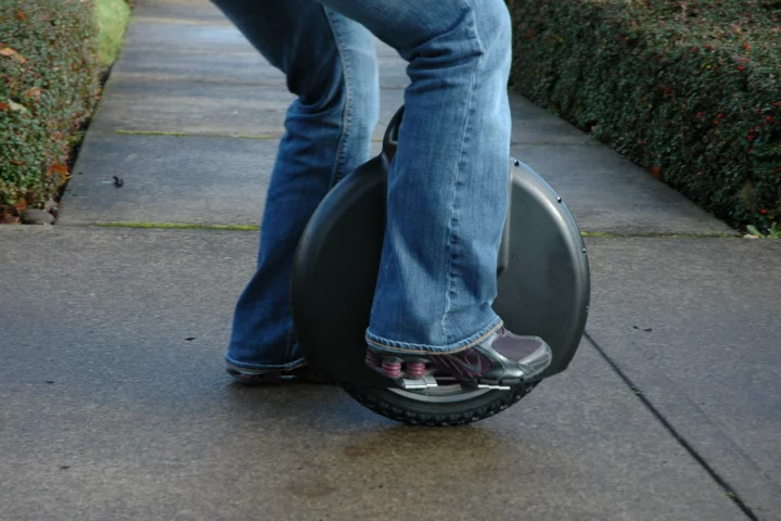 The Solowheel electric unicycle from Inventist has a top speed of 12mph, a range of 12 miles on one charge and to move off, a user puts both feet on the platforms on either side of the wheel housing and leans forward