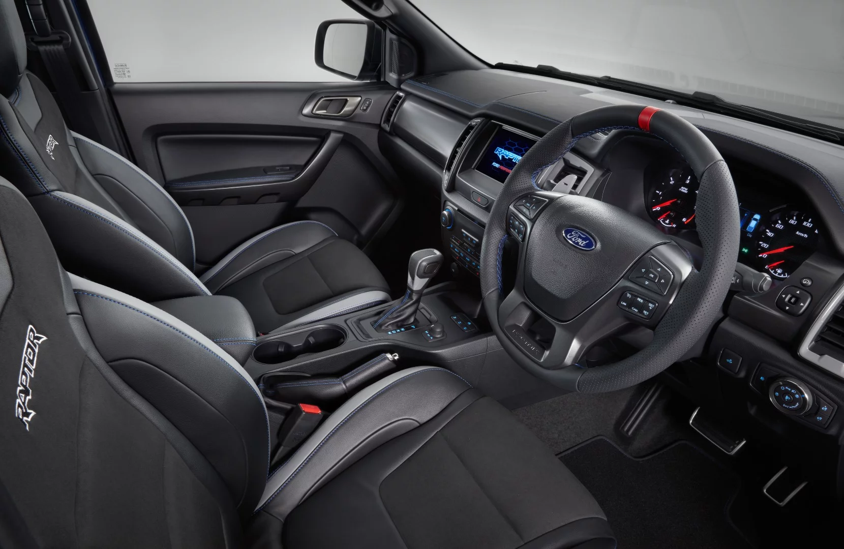 2018 Ford Ranger Raptor: technical suede fabric gives grip in the seats when things get a bit hairy