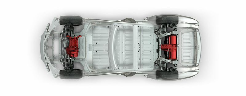 The Model S P85D cutaway showing the new front mounted generator