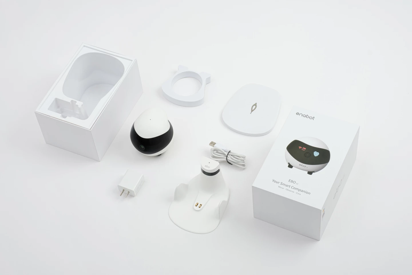 Ebo will seek out its charger when it's low on battery