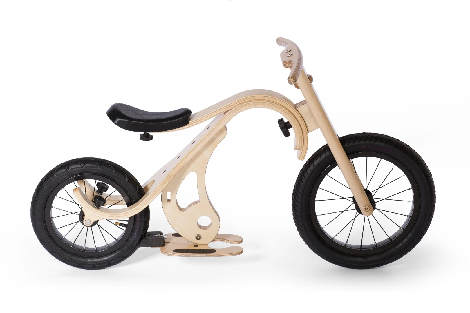 The Leg and Go downhill bike includes foot platforms for smooth, safe downhill riding